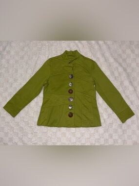 Neon Buddha Women’s Green Button Front Jacket w/ Oversized Buttons • Size Medium